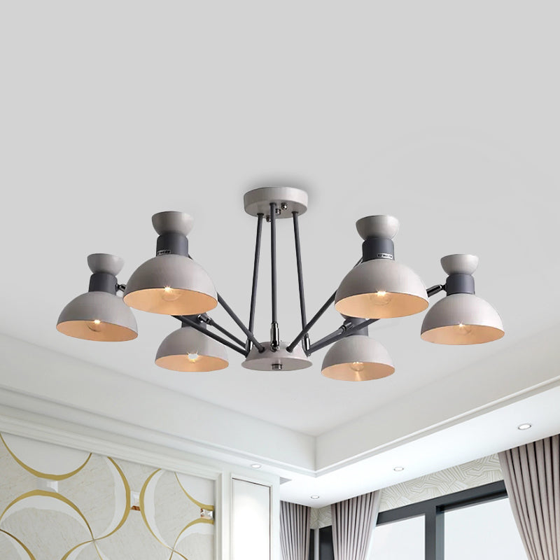 Modern Rotatable Metal Domed Chandelier Light With 6 Heads - Ideal For Living Room