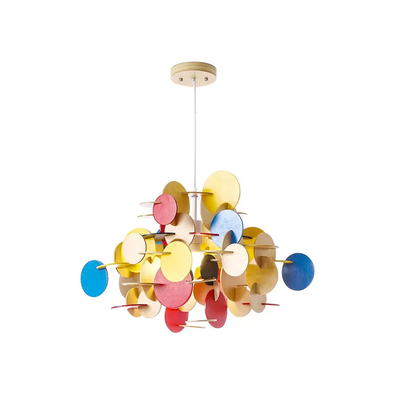 Kids Dot Decor Chandelier:woody Hanging Light For Dining & Nursing Room