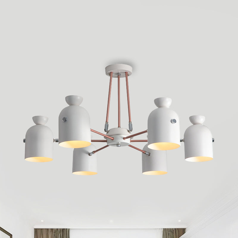 Rotatable Metal Cup Chandelier - 6 Light Macaron Style Hanging For Childs Bedroom