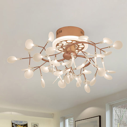 Rose Gold Metallic Branch Ceiling Lamp - Stunning Semi Flush Dining Room Ceiling Light