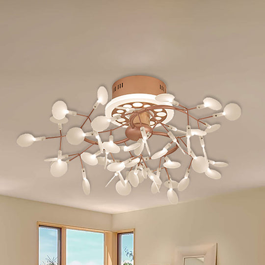 Rose Gold Metallic Branch Ceiling Lamp - Stunning Semi Flush Dining Room Ceiling Light