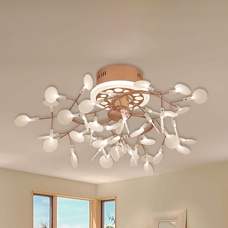 Rose Gold Metallic Branch Ceiling Lamp - Stunning Semi Flush Dining Room Light