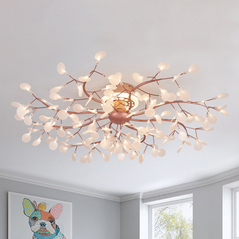 Rose Gold Metallic Branch Ceiling Lamp - Stunning Semi Flush Dining Room Ceiling Light