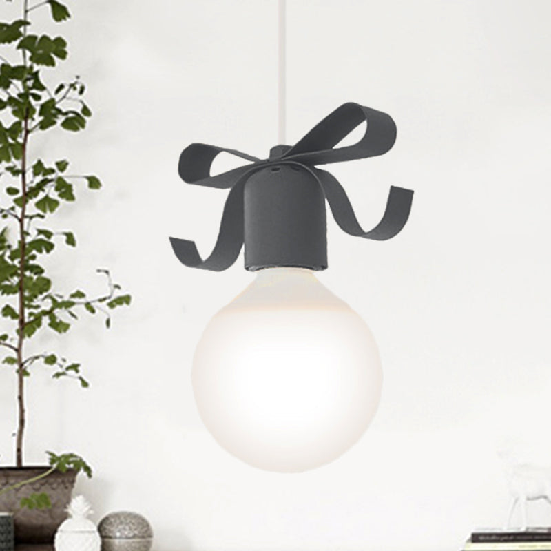 Kids Metal Pendant Light: 1-Head Open Bulb Design For Kitchen & Corridor