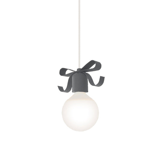 Kids Metal Pendant Light: 1-Head Open Bulb Design For Kitchen & Corridor