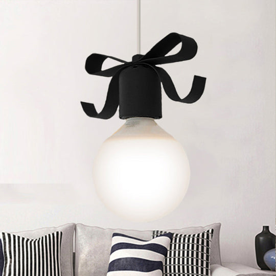 Kids Metal Pendant Light: 1-Head Open Bulb Design For Kitchen & Corridor