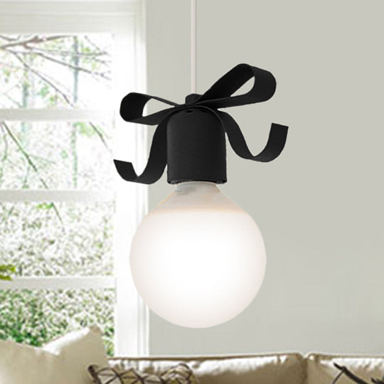 Kids Metal Pendant Light: 1-Head Open Bulb Design For Kitchen & Corridor