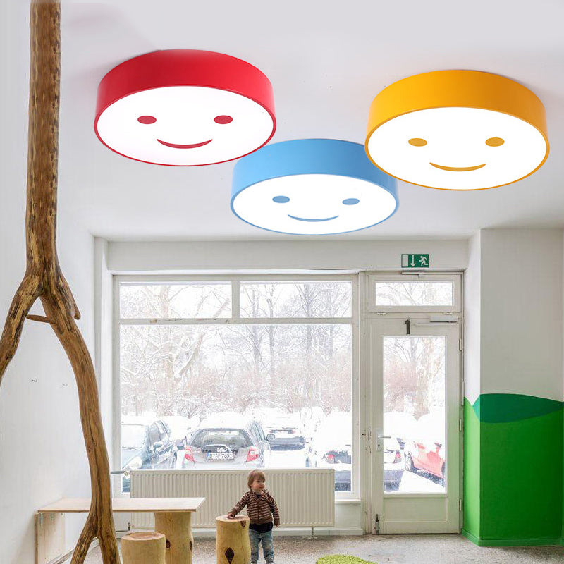 Adorable Smiling Face LED Baby Bedroom Ceiling Light - Round Flush Mount Acrylic Lamp