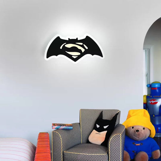 Cute Cartoon Slim Panel Wall Light For Kids Bedroom - Acrylic Sconce With Adorable Pattern