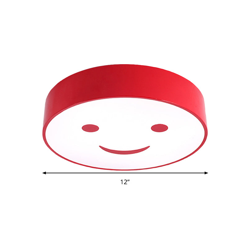 Adorable Smiling Face LED Baby Bedroom Ceiling Light - Round Flush Mount Acrylic Lamp