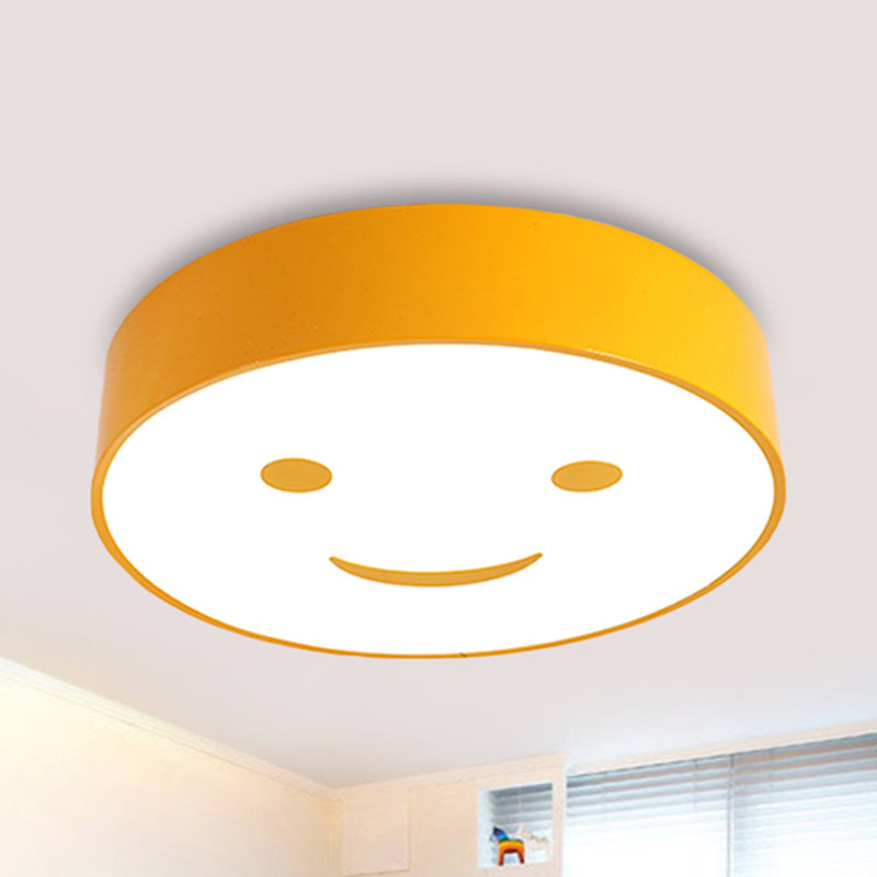 Adorable Smiling Face Led Baby Bedroom Ceiling Light - Round Flush Mount Acrylic Lamp Yellow / 12