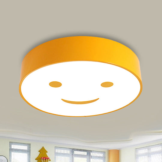 Adorable Smiling Face LED Baby Bedroom Ceiling Light - Round Flush Mount Acrylic Lamp