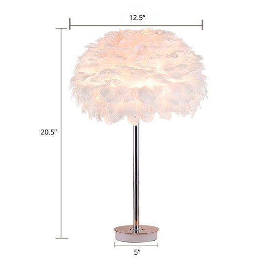 Minimalistic Dome Shaded Bedside Table Lamp - Feather 1 Head Night Stand Light