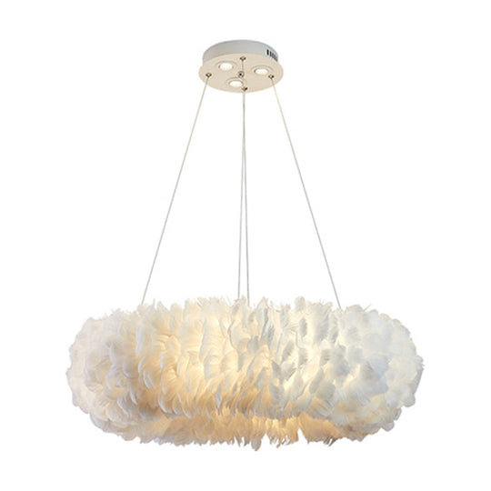 Modern Feather Bedroom Pendant Light Fixture - Elegant White Chandelier