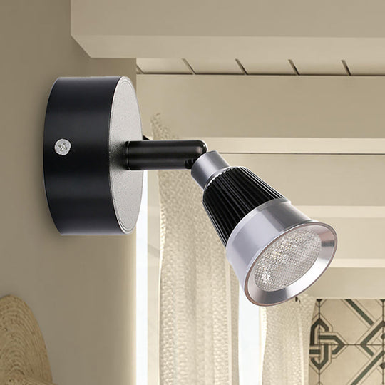 Modern Bell Wall Light: Rotatable Metal Led Sconce In Black/Chrome - With/Without Switch