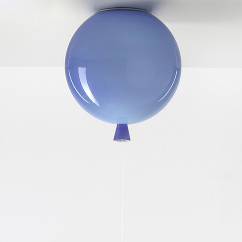 Kids Balloon Plastic Ceiling Light With Semi Mount And 1-Light Fixture Blue