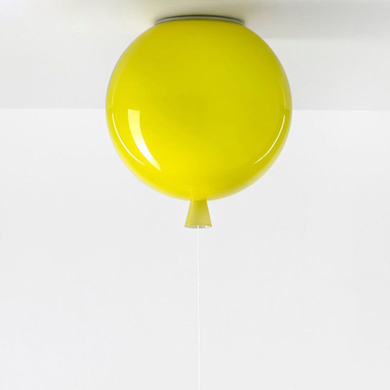 Kids Balloon Plastic Ceiling Light With Semi Mount And 1-Light Fixture Yellow