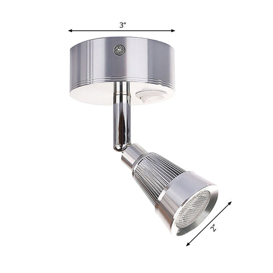 Modern Bell Wall Light: Rotatable Metal Led Sconce In Black/Chrome - With/Without Switch