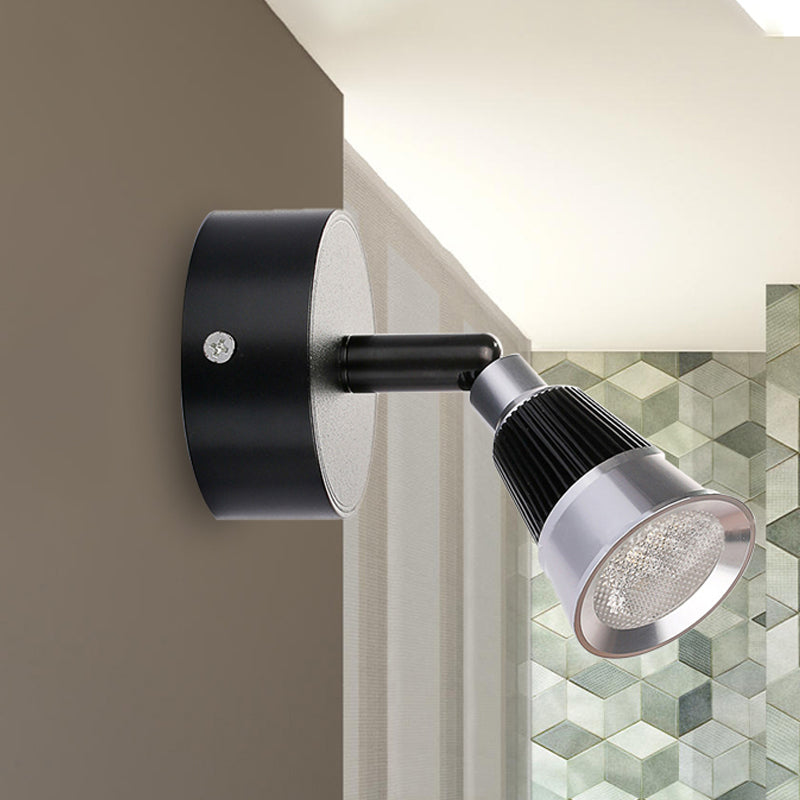 Modern Bell Wall Light: Rotatable Metal Led Sconce In Black/Chrome - With/Without Switch Black /