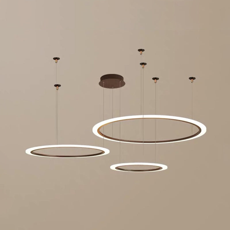 Acrylic Led Chandelier - Simple Multi-Circle Design For Living Room Suspension Lighting Coffee / 3