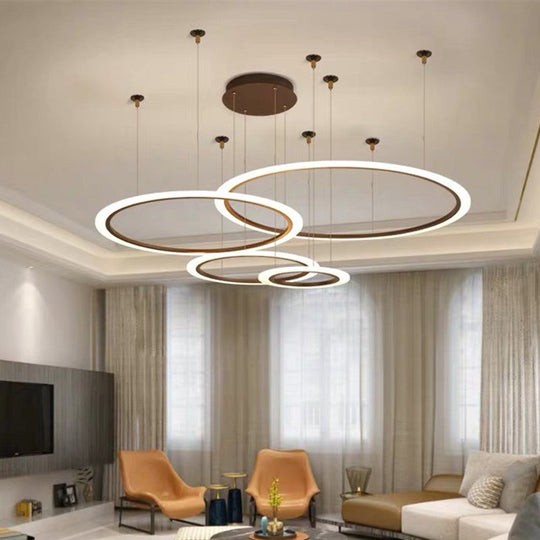 LED Acrylic Chandelier - Modern Multi-Circle Suspension Lamp for Living Room Ceiling