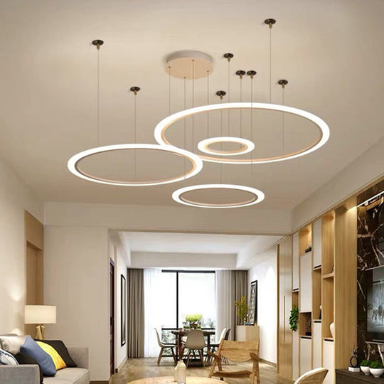 Acrylic Led Chandelier - Simple Multi-Circle Design For Living Room Suspension Lighting