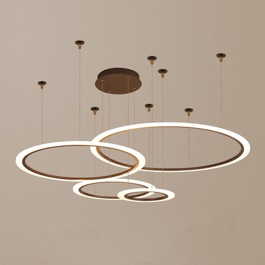 LED Acrylic Chandelier - Modern Multi-Circle Suspension Lamp for Living Room Ceiling