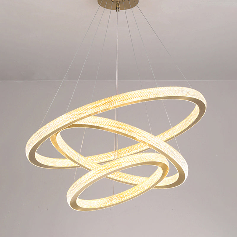 Gold Circular Pendant LED Chandelier Light for Living Room