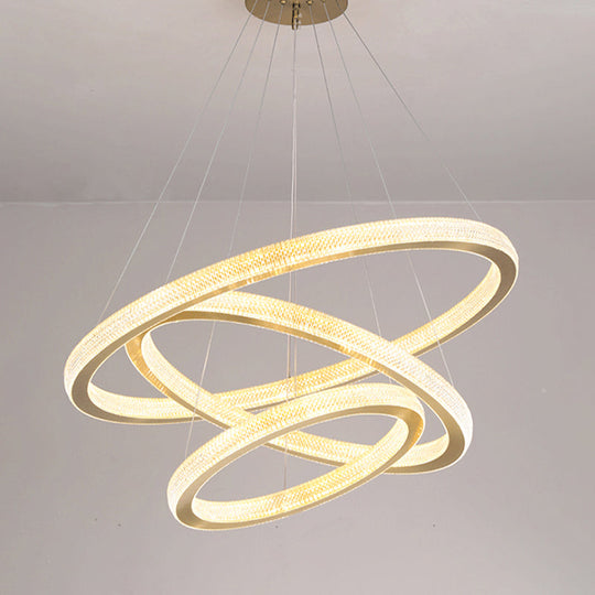 Gold Circular Pendant LED Chandelier Light for Living Room