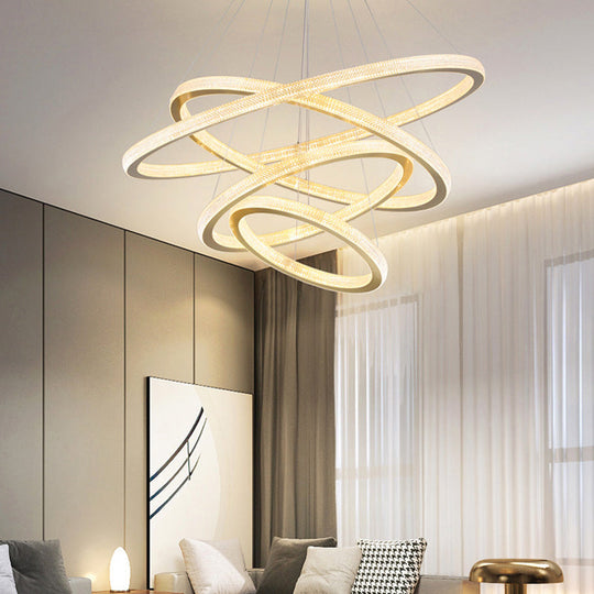 Gold Circular Pendant LED Chandelier Light for Living Room