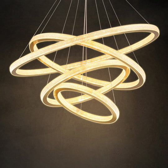 Gold Circular Pendant LED Chandelier Light for Living Room