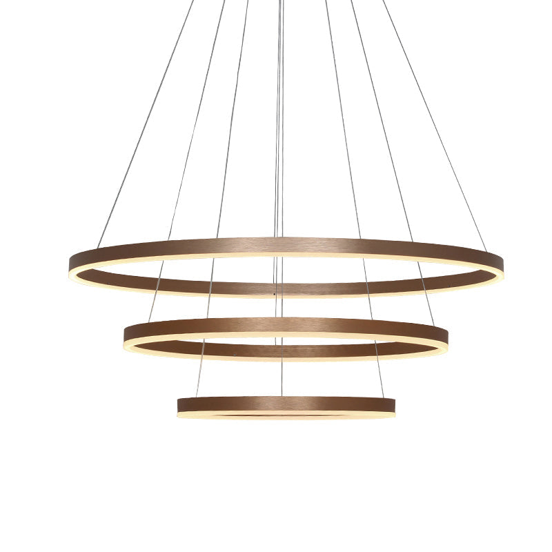 Minimalistic Led Pendant Chandelier: 3-Loop Acrylic Coffee Hanging Light For Dining Table