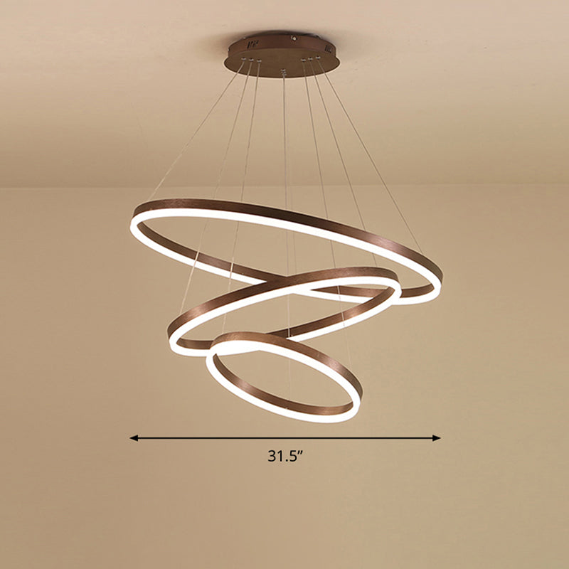 Minimalist Acrylic Loop Chandelier LED Suspension Light - Elegant Coffee Finish