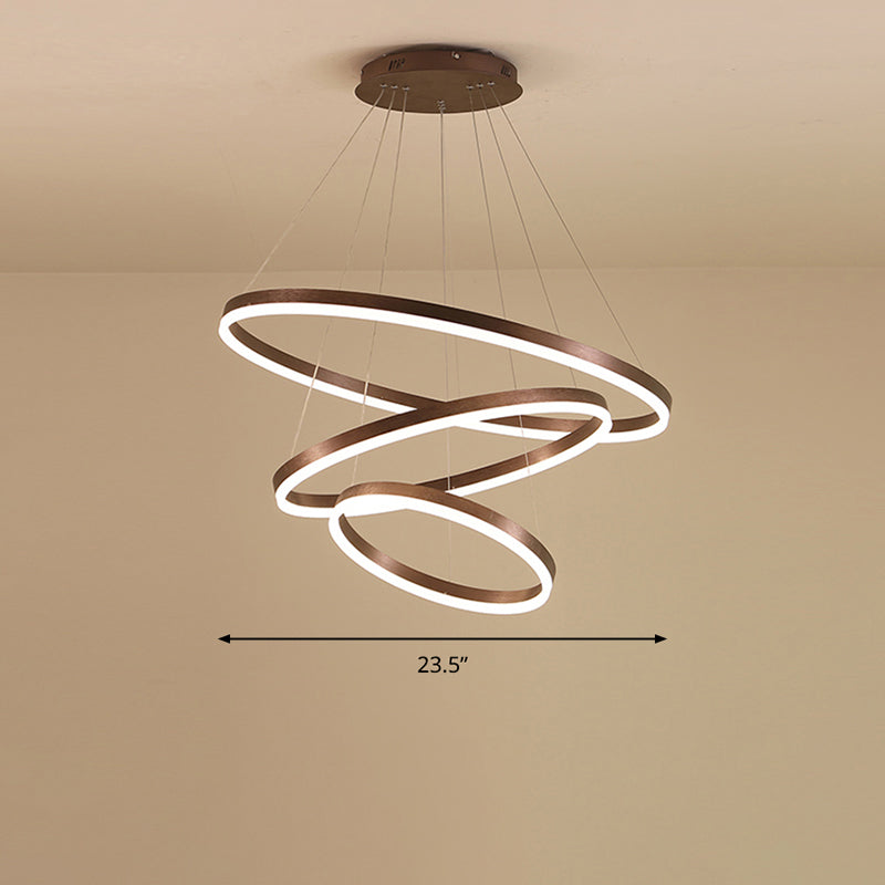 Minimalist Acrylic Loop Chandelier LED Suspension Light - Elegant Coffee Finish