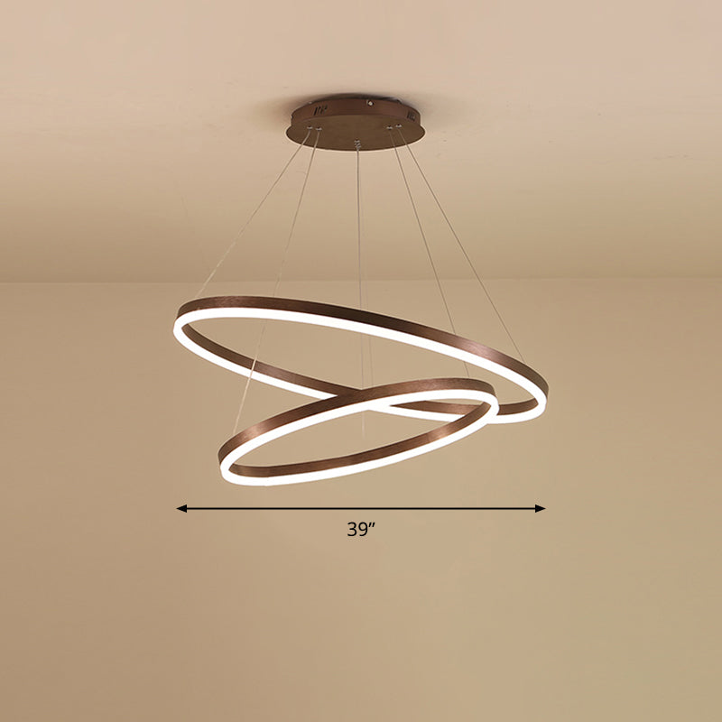 Minimalist Acrylic Loop Chandelier LED Suspension Light - Elegant Coffee Finish