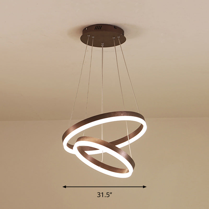 Minimalist Acrylic Loop Chandelier LED Suspension Light - Elegant Coffee Finish