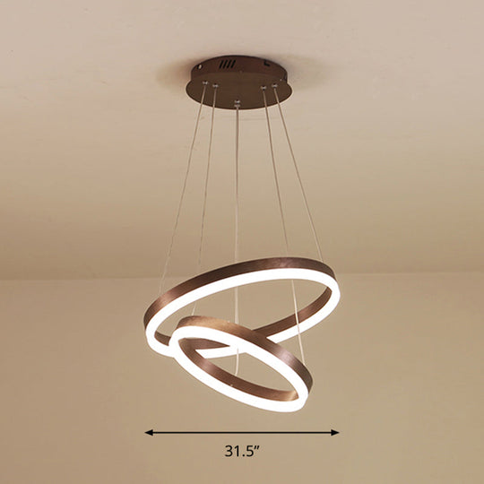 Minimalist Acrylic Loop Chandelier LED Suspension Light - Elegant Coffee Finish