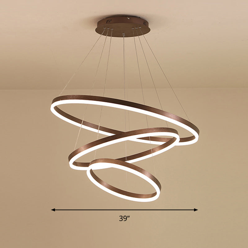 Minimalist Acrylic Loop Chandelier LED Suspension Light - Elegant Coffee Finish