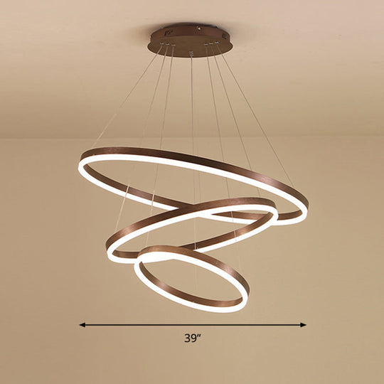 Minimalist Acrylic Loop Chandelier LED Suspension Light - Elegant Coffee Finish