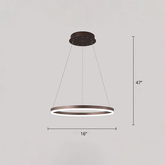 Minimalist Acrylic Loop Chandelier LED Suspension Light - Elegant Coffee Finish