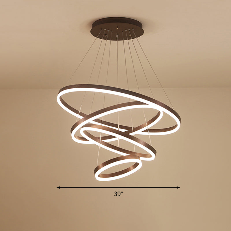 Minimalist Acrylic Loop Chandelier LED Suspension Light - Elegant Coffee Finish