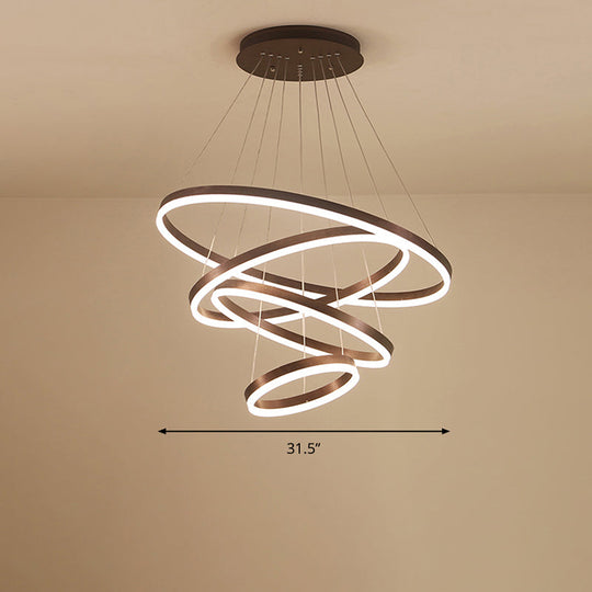 Minimalist Acrylic Loop Chandelier LED Suspension Light - Elegant Coffee Finish