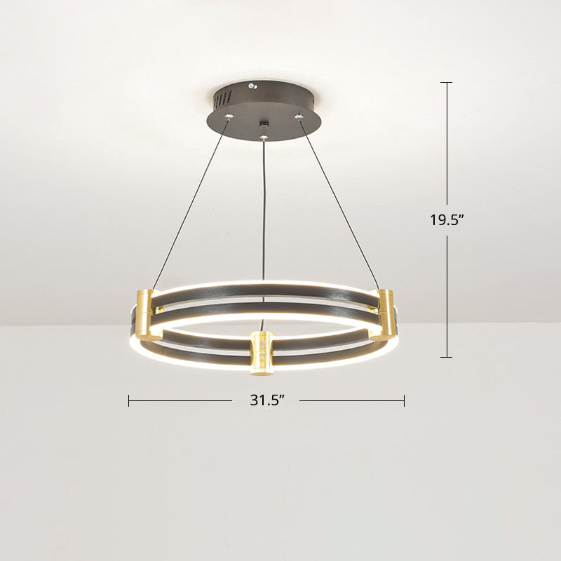 Modern Led Acrylic Chandelier In Gold And Black Circle Design - Perfect For Dining Room Gold-Black /