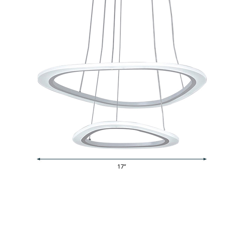 White Acrylic Triangular Led Ceiling Chandelier: Minimalist Hanging Lamp For Dining Room / 17