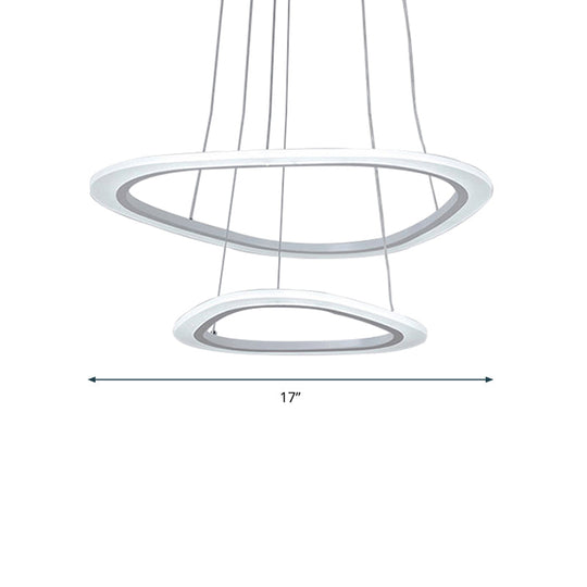 White Acrylic Triangular Led Ceiling Chandelier: Minimalist Hanging Lamp For Dining Room / 17