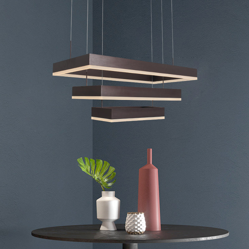 Modern Aluminum Led Coffee 3-Tier Chandelier: Perfect For Dining Room Lighting