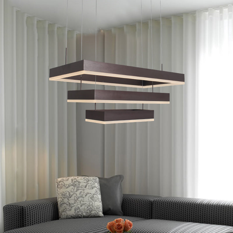 Modern Aluminum Led Coffee 3-Tier Chandelier: Perfect For Dining Room Lighting