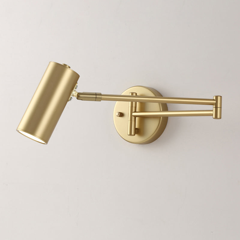 Postmodern Tubular Wall Lamp With Extendable Arm - Stylish Bedside Reading Light