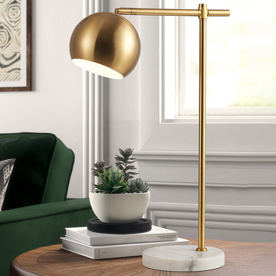 Postmodern Dome Table Lamp - Brass Metal 1 Head Marble Base