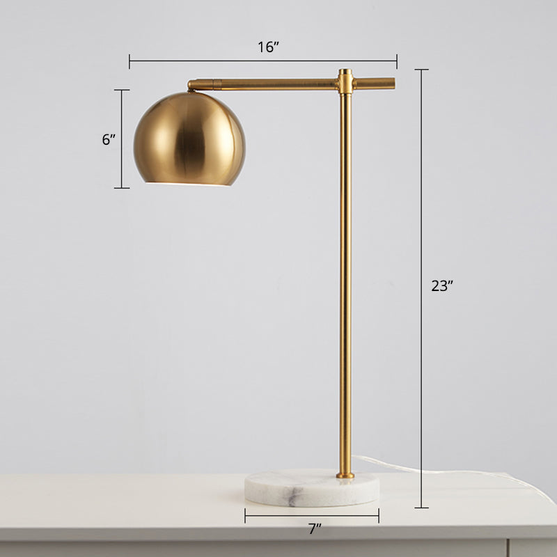 Postmodern Dome Table Lamp - Brass Metal 1 Head Marble Base